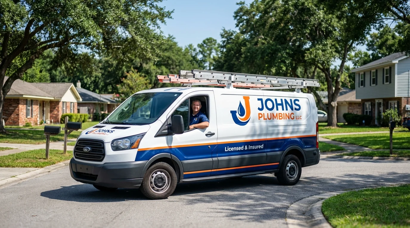 Johns Plumbing LLC service van in Manchester, MD